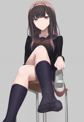 [さじな]_制服黒髪ちゃんの足